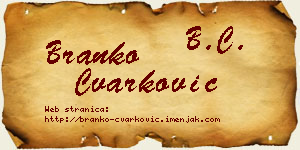 Branko Čvarković vizit kartica